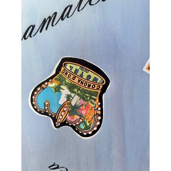 Carole Little Womens Silk Button-Up Shirt Dress 14 Island Prints Long Sleeve 80s - Picture 9 of 16